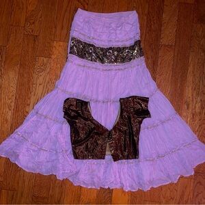 Purple & brown mermaid skirt brown Choli top